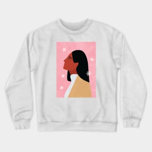 Woman Illustration, Christmas Vibes, Modern, Minimalist, Snowflakes, Snowy Crewneck Sweatshirt